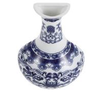 Amosfun Vase Mural Chinois Vintage Bleu et Blanc en Céramique | Fixation Murale, Demi-forme, Surface Émaillée Peinte à Main, Salon et Entrée