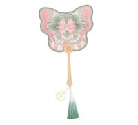 Amosfun Ventilateur de lotus brodé éventail à pétales Éventail rond traditionnel éventail chinois en soie éventail de broderie chinoise ventilateur rond en bois éventail rond brodé chiffon