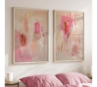 AMOSIJOY Lot de 2 affiches abstraites neutres imprimées sur toile, en rose et beige, œuvres d'art modernes et, la chambre à coucher et la décoration d'intérieur, sans cadre (A,21 * 30cm,A)