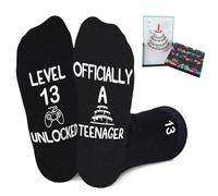 Amosking Cadeaux de 13 ans pour garçons, chaussettes pour garçon de 13 ans, carte d'anniversaire pop-up 3D, cadeaux d'anniversaire pour 13e anniversaire, Noir , 13 ans