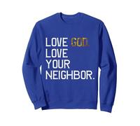 Amour affligé Dieu Aimez Votre Prochain, Jésus Live by Faith Sweatshirt, Unisexe pour Adultes, Bleu Royal, XXL