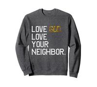 Amour affligé Dieu Aimez Votre Prochain, Jésus Live by Faith Sweatshirt, Unisexe pour Adultes, Chiné Foncé, M