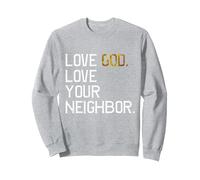 Amour affligé Dieu Aimez Votre Prochain, Jésus Live by Faith Sweatshirt, Unisexe pour Adultes, Gris Chiné, M