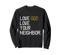 Amour affligé Dieu Aimez Votre Prochain, Jésus Live by Faith Sweatshirt, Unisexe pour Adultes, Noir, XL