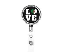 Amour Algérie Drapeau Algérien Coeur Porte-Badge en Métal Robuste, Porte-Badge Rétractable avec Clip de Ceinture pour Porte-Clé Nominatif Employé Enseignant