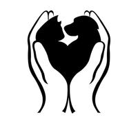 Amour Animal Chien Chat Mains Maison Animaux Soins Boutique Stickers muraux en papier adhésif 51x63.6cm Auto-adhésif Noir