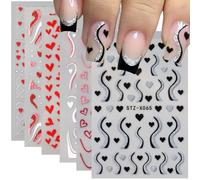 Amour Autocollants Ongles 6PCS 3D Stickers Ongles Nail Art Autocollants Ongles Autoadhésif pour Nail Art Autocollants Saint-Valentin Autoadhésifs Deco Ongle Design Manucure DIY pour Femme et Fille (B)