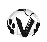 Amour Bain Bonnet de Douche Chiot Empreinte de Patte Adorable Chien Os Dessinés à la Main Lettre Art Abstrait Cool Bonnets de Douche pour Femmes Double Bain Chapeau de Douche Protection des Cheveux