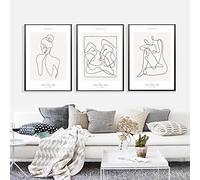 Amour baiser fille visage affiche plage toile peinture art abstrait impression nordique mur photo pour salon décor à la maison 19,6 "x 27,5" (50x70cm) x3 pas de cadre