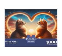 Amour chat1000 Pièces Aquarelle Puzzle Amour Chat pour Adultes Jeu D'Intelligence Parfaitpourla Détente Créativité Et CommeCadeau38x26cm/1000pcs