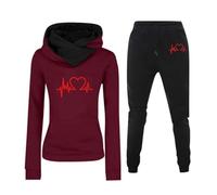 Amour Coeur 3D Imprimé Hoodie Joggers Pantalon Set Automne Hiver Femmes Survêtement Set Mode 2 Pièce Set Vêtement Sport