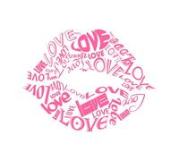 amour coeurs et baisers Stickers muraux 64x84.2cm Décoration artistique Rose