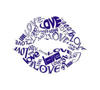 amour coeurs et baisers Stickers muraux en PVC 40x52.6cm Peinture murale artistique Bleu foncé