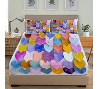 Amour CréAtif Peint à La Main 3 Pièces Drap Housse 140x190 cm Poche Profonde 30 cm en Microfibre Douce Parure de Lit, Coloré Draps Housses pour Enfant & Adulte Décoration de la Chambre