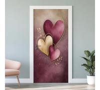 Amour Cœur Autocollant Porte 3D En forme de cœur Affiche Saint-Valentin Stickers Porte Poster de Porte PVC Auto-adhésif pour Salon Cuisine Chambre Salle de Bain 85x215cm T4L53
