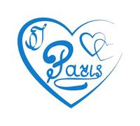 Amour Cœur Paris Romance Stickers muraux 68x78.5cm Modification et ajout d'informations possibles Bleu