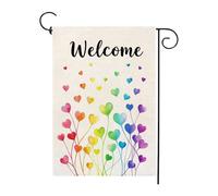 Amour, Cœurs, Fierté Rainbow, Communauté Lgbtq+, Progrès, Égalité, Bienvenue Aux Gays, Lesbiennes Et Transgenres Drapeau 30X45Cm Drapeaux Suspendre Résistant Drapeaux De Jardin Chambres