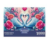 Amour Cygne 1000 Pièces Puzzle Amour Cygne Adultes Et Enfants À Partir De 14 Ans D'étude Confortables Jeu D'Intelligence De l'art Cadeau Unique 38x26cm/1000pcs