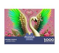 Amour Cygne 1000 Pièces Puzzle Amour Cygne Adultes Et Enfants À Partir De 14 Ans D'étude Confortables Jeu D'Intelligence De l'art Décoration Familiale 38x26cm/1000pcs