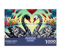 Amour Cygne 1000 Pièces Puzzle Amour Cygne Adultes Et Enfants À Partir De 14 Ans D'étude Confortables Jeu D'Intelligence De l'art Décoration Familiale 38x26cm/1000pcs