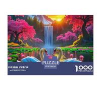 Amour Cygne 1000 Pièces Puzzle Amour Cygne pour Adultes Enfants D'étude Confortables Jeu D'Intelligence De l'art Cadeau Unique 38x26cm/1000pcs
