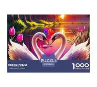 Amour Cygne Puzzle 1000 Pièces Amour Cygne Adultes Et Enfants À Partir De 14 Ans Détente & Relaxation Jeu D'Intelligence De l'art Cadeau Unique 38x26cm/1000pcs