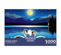 Amour Cygne Puzzle 1000 Pièces Amour Cygne Adultes Et Enfants À Partir De 14 Ans D'étude Confortables Jeu D'Intelligence De l'art Cadeau Unique 38x26cm/1000pcs