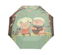 Amour D’Oiseau D’Arbre Parapluie Pliable Pliant à Ouverture Automatique Parapluies Pliant Coupe-Vent pour Voyager Plage Femmes Enfants Homme Fille