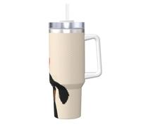 Amour de chiot teckel,Gobelet isotherme Ice Bully de 40 oz avec poignée, couvercle et paille, en acier inoxydable, pour voiture ou café.