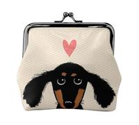 Amour de Chiot Teckel,Porte-Monnaie en Cuir PU, Petit Portefeuille, Pochette à Monnaie avec Fermoir Baiser