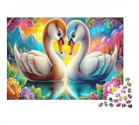 Amour de Cygnes Papier recy eux cygnes Formant Un cœur dans Un lac coloré Puzzle Cadeau de Noël Stimulant 70x50cm/1000 pièces
