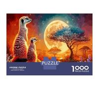 Amour de la mangouste 1000 Pièces Puzzle Déstressant En Carton Épais Pour Les Voyages Ou La Maison Mangouste Lune Savannah une Excellente Option De Cadeau Pour Les Fêtes De Fin D'année 38x26cm/1000pcs