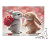 Amour de Lapin Puzzles 1000 Pièces Papier recyclé pour Adultes Puzzle pour Adultes Impossible Difficile Stimulant Jeu éducatif Excellente idée Cadeau pour la décompression 38x26cm/1000pcs