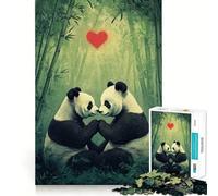 Amour de Panda dans Une forêt de bambous Puzzle de 1000 pièces pour Adolescents Jeu de logique et d'adresse Décoration Murale Amusante et Facile à découper (38x26cm)