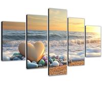 Amour Diamond Painting Adulte, 5 Pièces Broderie Diamant Painting Kit Complet Débutants, 5d Diamond Art Plage, Grands Canvases 50x30cm Activité Manuelle Adulte, Pour Decoration Chambre 0b-1368