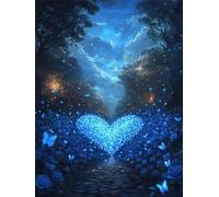 Amour Diamond Painting Adulte, Bleu Diamond Painting, DIY Round Rhinestone Crystal Point de Croix complet kit, 5D Mosaic Art Kit Pour Enfant et débutants, Murale Décoration Maison 25x35cm 0U-571