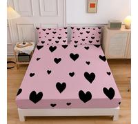 Amour Drap Housse Microfibre 150x200x30 cm Housse De Matelas 30 Cm Profondeur pour Matelas épais, Minimalisme Draps Housses Doux, Noir