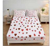 Amour Drap Housse Microfibre, Simplicité Romantique Draps Housses Doux élastique Drap Housse 30 Cm Profonde pour Matelas Epais (Rouge, 135x190x30cm)