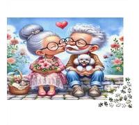 Amour d'un Vieux Couple Puzzle 1000 Pièces Papier recyclé pour Adultes Puzzle pour Adultes Impossible Difficile Stimulant Jeu éducatif pour décompression 38x26cm/1000pcs