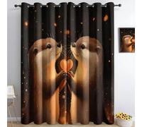 Amour, Écureuil 3D Imprimé Oeillets Opaque Thermiques Rideau Fenetre Anti Bruit Décoration 200X160Cm pour Salon Cuisine Bébé Rideau Occultant 2 Pièces pour Chambre d'enfant