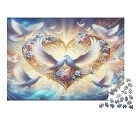 Amour et Paix Colombes Puzzle 1000 Pièces Papier recyclé pour Adultes Puzzle pour Adultes Jeu Difficile et Stimulant Jeu Familial Amusant Excellente idée Cadeau pour Relaxation 52x38cm/1000pcs