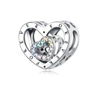 Amour éternel double - breloque de perles colorées, accessoire de bracelet à breloques en argent sterling 925, compatible avec le collier de bracelet pandora, cadeau pour femme