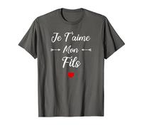 Amour Fils Maman Enfant Je t'aime Mon Fils T-Shirt, Homme, Asphalte, XXL