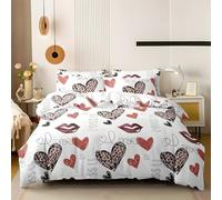 Amour Housse de Couette 140x200 Amour 3 Piè Parure de Lit Microfibre avec Fermeture Éclair, Parure de Couette avec 2 Taie Oreillers 65x65cm F2517