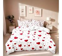 Amour Housse de Couette 220x240 Style Frais 3 Piè Parure de Lit Microfibre avec Fermeture Éclair, Parure de Couette avec 2 Taie Oreillers 65x65cm F2615