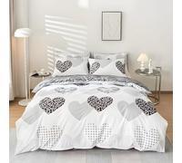 Amour Housse de Couette 240x260 Style Minimaliste 3 Piè Parure de Lit Microfibre avec Fermeture Éclair, Parure de Couette avec 2 Taie Oreillers 65x65cm F2634