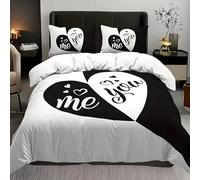 Amour Housse de Couette 240x260 ThèMe pour Couples 3 Piè Parure de Lit Microfibre avec Fermeture Éclair, Parure de Couette avec 2 Taie Oreillers 65x65cm F2034