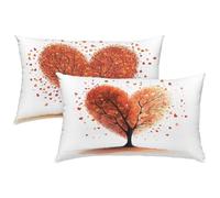 Amour Housse de Coussin Couleurs d'automne Housse Coussin Exterieur Impermeable, Lot de 2 Taie Oreiller 40x60 Double Face Impression avec Fermeture Eclair Caché pour Chambre Décoration Salon X-522