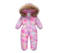 Amour Imprimé Doudoune Manteau avec Neige Bavoir Pantalon pour Enfant 1-6 Ans, Ensembles de Neige Doudoune Manches Longues en Duvet Épaissi pour Alpinisme Ski Moto Hiver Ensemble de Ski
