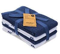 Amour Infini Lot de 4 torchons de Cuisine en Coton Super Doux et absorbants, 100% éponge, Parfaits pour la Maison et Les commerciaux, 40 x 65 cm, Bleu